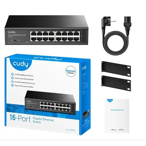 Switch Cudy GS1016, 16 porturi, 10/100/1000, Auto-MDI/MDIX pentru 19inchrack