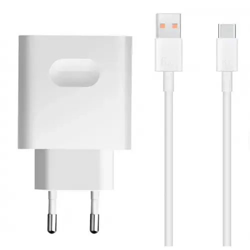 Incarcator Retea Cu Cablu USB-C Huawei HW-110600E02, 66W, 6A, 1 x USB-A (Alb)