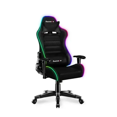 Scaun gaming copii Huzaro HZ-Ranger 6.0 RGB, Mesh, RGB LED, Cotiere reglabile, Perne lombara & cervicala, Cadru otel (Negru)