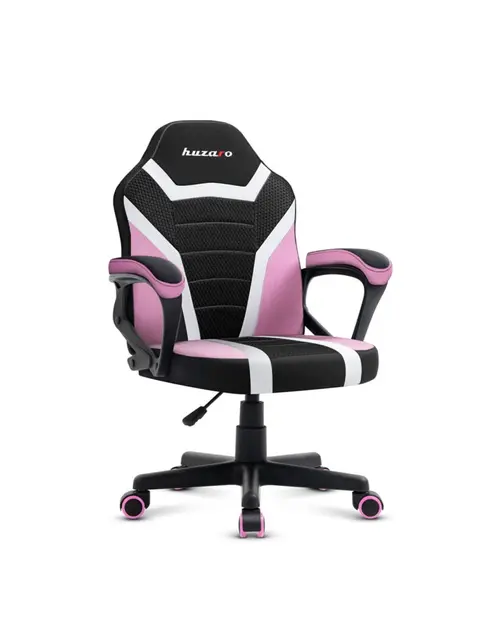 Scaun gaming pentru copii Huzaro HZ-Ranger 1.0 Spider, Mesh respirabil, Cotiere moi, Roti din cauciuc, Reglaj inaltime, Design ergonomic (Negru/Roz)