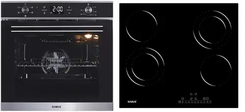 Pachet Samus ONL18 Cuptor incorporabil Samus SC625GDX5, Electric, 75 L, 5 functii + Plita incorporabila Samus PSVE-64BG6, 4 Zone de gatit, Vitroceramica, Touch Control, 9 Trepte, Timer (Negru)