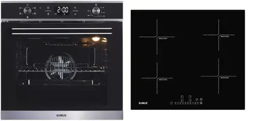 Pachet Samus ONL19 Cuptor incorporabil Samus SC625GDX5, Electric, 75 L, 5 functii + Plita incorporabila Samus PSI-64BG7, Inductie, 4 Zone de gatit (Negru)