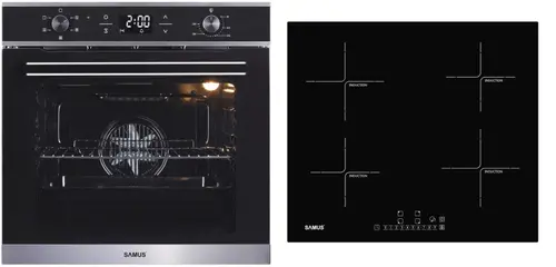 Pachet Samus ONL19 Cuptor incorporabil Samus SC625GDX5, Electric, 75 L, 5 functii + Plita incorporabila Samus PSI-64BG7, Inductie, 4 Zone de gatit (Negru)