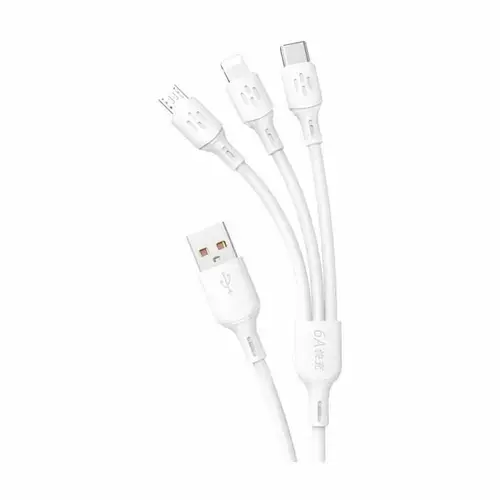 Cablu de date si incarcare universal Dudao USB-A/USB-C/Micro USB/Lightning, 1.2m (Alb)