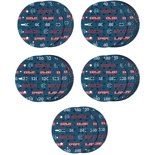 Set 55 discuri abrazive Bosch Expert O780,150 mm diametru disc, 60/80/120/180/240 granulatie