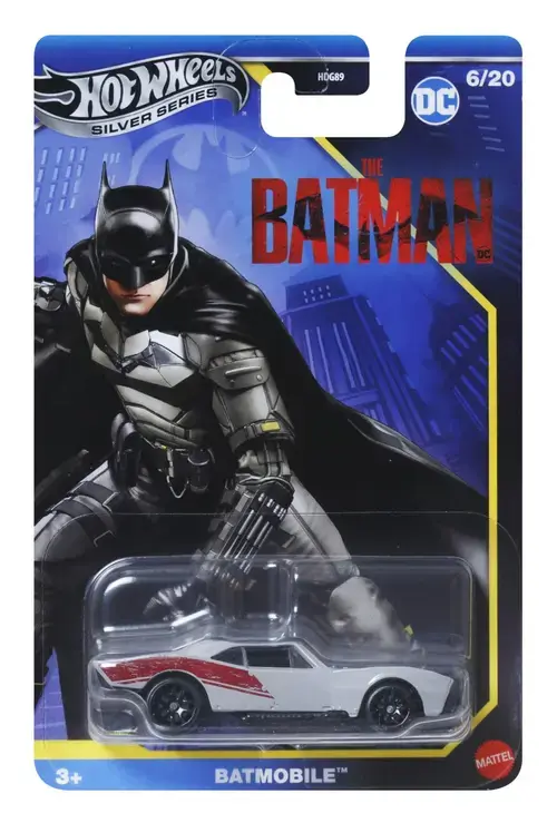 Masina Metalica Hot Wheels Tematica Batman Batmobile, Scara 1 La 64, Alb