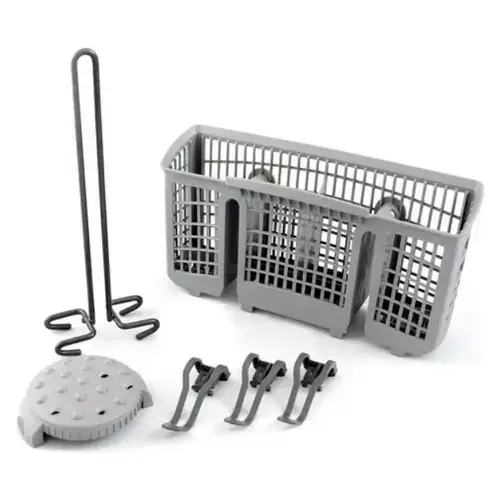 Set 4 accesorii pentru masina de spalat vase Bosch, suport sticle, cos pentru tacamuri, 60x45cm