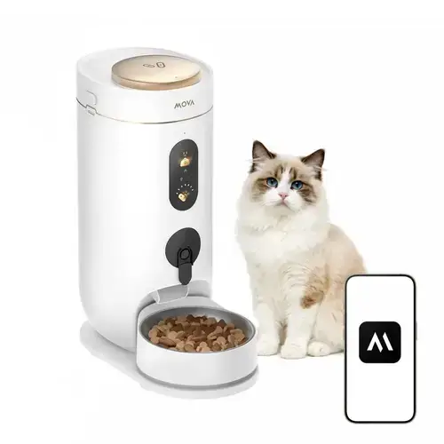 Distribuitor Automat de Hrana MOVA NutriPal 10 Ultra, Capacitate 4L, Camera HD cu Obiectiv Larg, Control prin Aplicatie Wi-Fi (Alb)