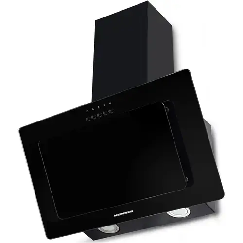 Hota incorporabila decorativa Heinner HDCH-F3560RGBK , Putere de absorbtie 364.9 m3/h, 1 motor, Iluminare LED, 3 trepte de viteza, 59.5 cm, Sticla neagra