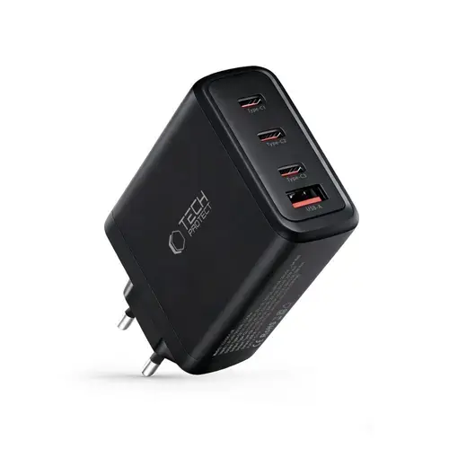 Incarcator retea Tech-Protect NC140W-GAN, 3x USB-C, 1x USB-A, Power Delivery 140W, Negru
