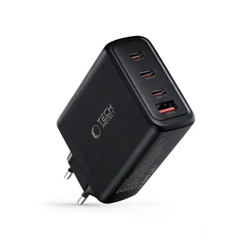 Incarcator retea Tech-Protect NC140W-GAN, 3x USB-C, 1x USB-A, Power Delivery 140W, Negru