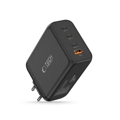 Incarcator retea Tech-Protect NC240W-GAN, 3x USB-C, 1x USB-A, Power Delivery 240W, Negru
