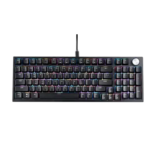 Tastatura Gaming Mecanica XPG SORCERER, USB, Iluminare LED RGB, Switch-uri RED, Layout US English (Negru)