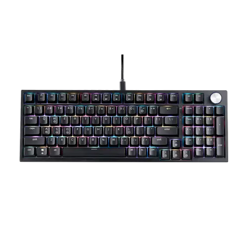Tastatura Gaming Mecanica XPG SORCERER, USB, Iluminare LED RGB, Switch-uri RED, Layout US English (Negru)