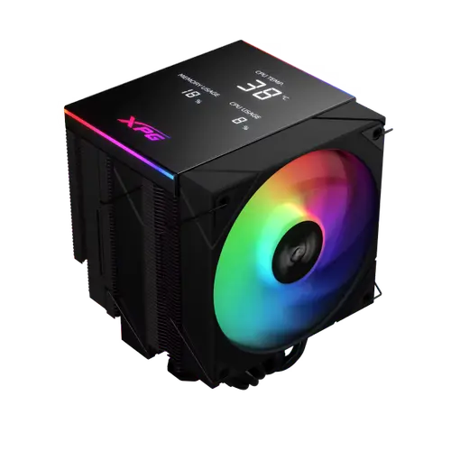 Cooler CPU XPG MAESTRO PLUS 62DA, Racire cu aer, 1x120mm, FDB, 800-1800 RPM, Iluminare LED ARGB (Negru)