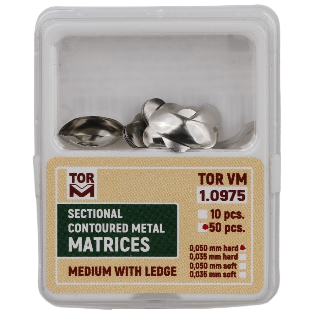 Matrici metalice conturate sectionale cu bordura, otel inoxidabil, 50 microni Hard, marimi S/M/L, set 50 bucati