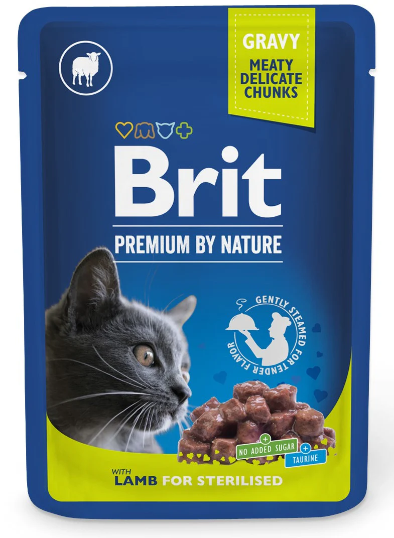 BRIT PREMIUM By Nature plic pentru pisici sterilizate, bucăţi Miel în sos 100g