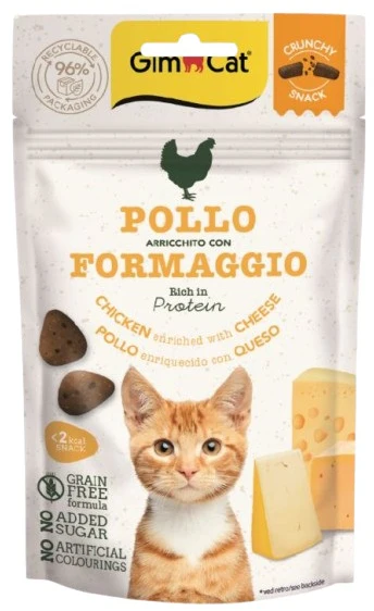 GIMCAT Crunchy SNACKS Recompense pentru pisici, cu Pui şi brânză 50g