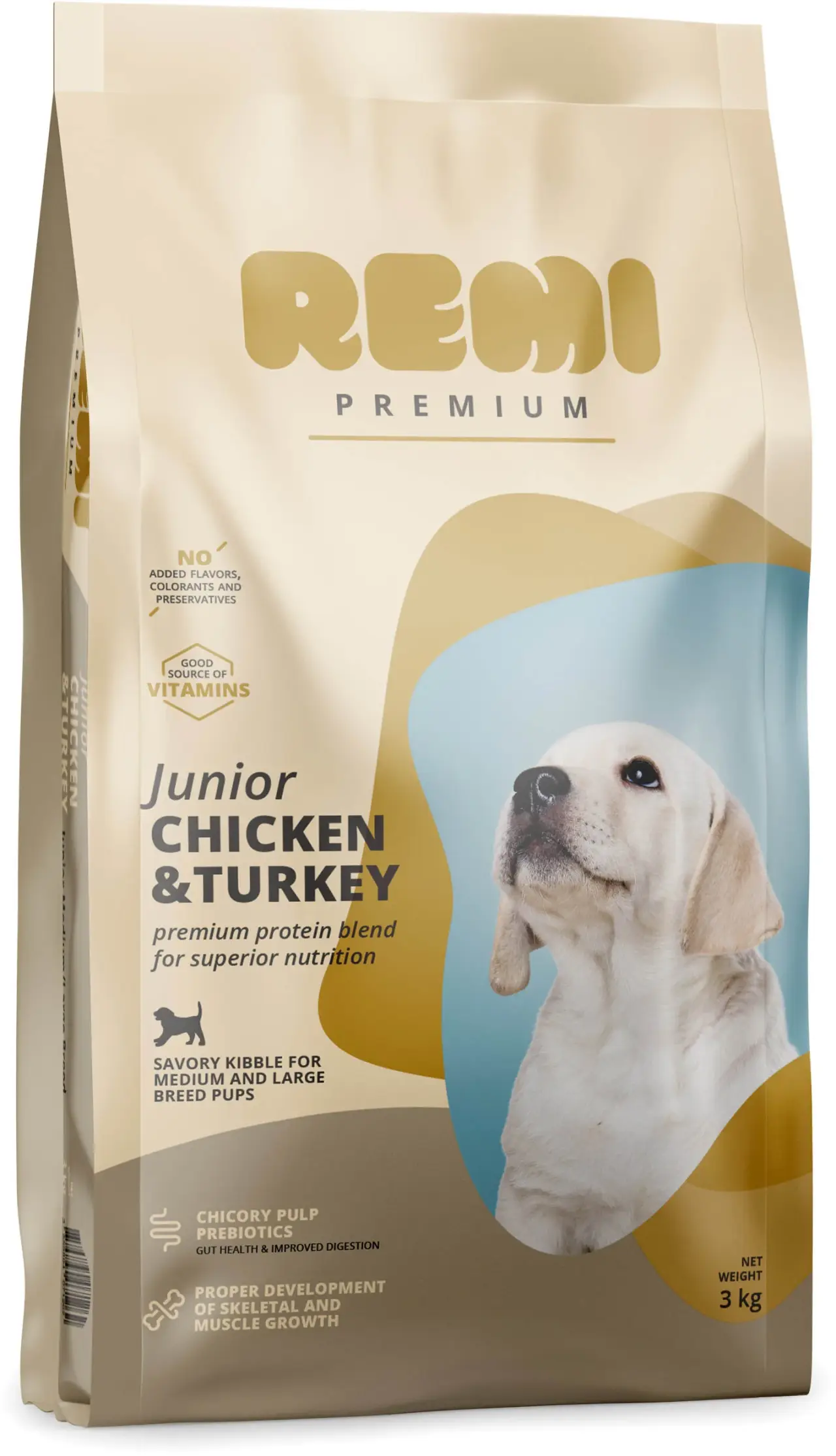 REMI Premium JUNIOR Medium & Large, cu Pui şi Curcan 3kg