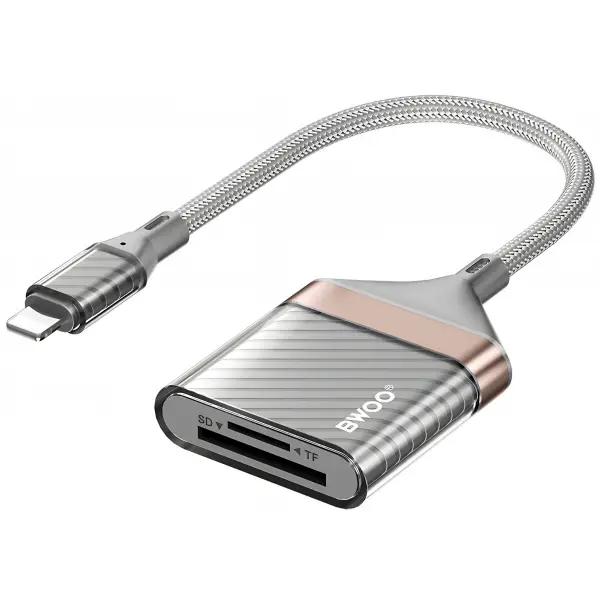 Cititor Card Lightning BWOO BZ63, SD - microSD, Gri