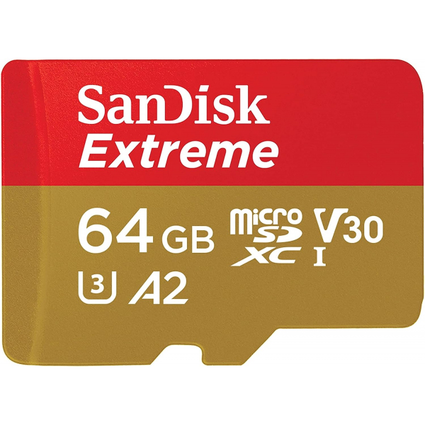 Card Memorie microSDXC SanDisk Extreme, 64Gb, Clasa 10 / UHS-1 U3 SDSQXAH-064G-GN6MN
