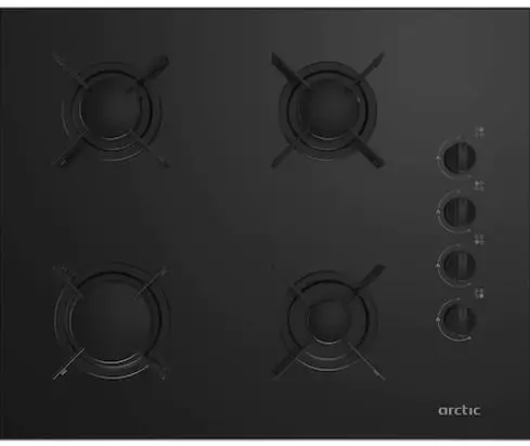Plita incorporabila Arctic ARNGN64127SB, Gaz, 4 Arzatoare, 65 cm, Aprindere electrica (Negru)