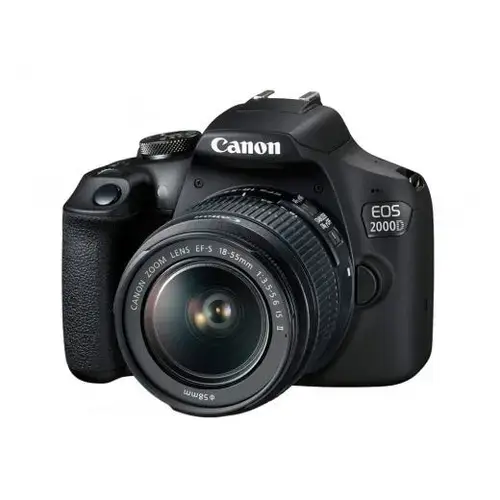 Canon EOS 2000D + EF-S 18-55mm f/3.5-5.6 IS II, 24.1 MP, 3.5F - 5.6F, Wi-Fi, NFC (Negru)