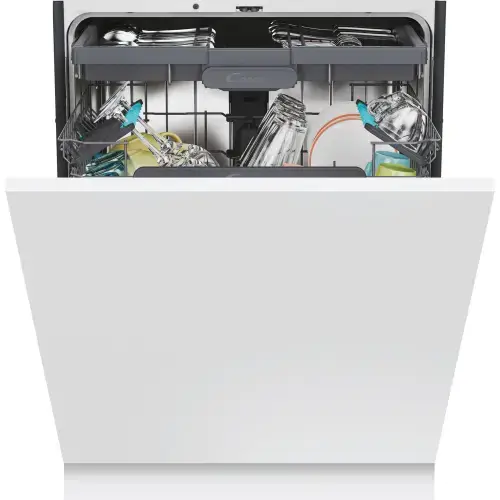Masina de spalat vase incorporabila Candy Rapido CS 6B0S3PSA, 16 seturi, 10 programe, Clasa B, WiFi+Ble, Wash & Dry 35', Motor Speed-Drive Inverter, Automatic Open Door, Floor light, 60 cm (Alb)