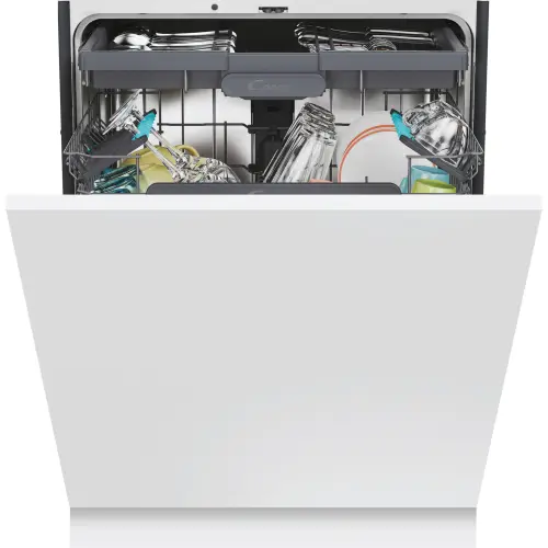 Masina de spalat vase incorporabila Candy Rapido CS 6B0S3PSA, 16 seturi, 10 programe, Clasa B, WiFi+Ble, Wash & Dry 35', Motor Speed-Drive Inverter, Automatic Open Door, Floor light, 60 cm (Alb)