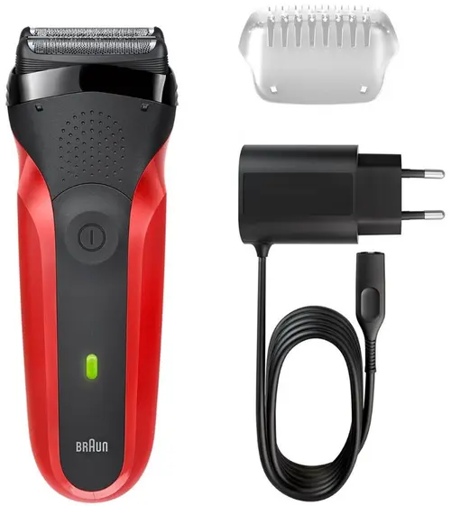 Aparat de ras Braun Series 3 300s 81569932, Rezistent la apa, Autonomie 20 min (Rosu)