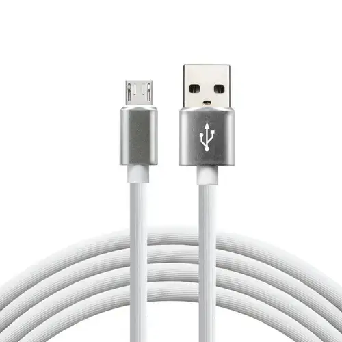Cablu telefon everActive silicon USB la micro-USB, fast-charge, 2.4A, 1m, alb