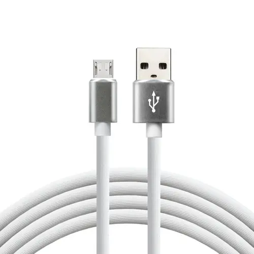 Cablu telefon everActive silicon USB la micro-USB, fast-charge, 2.4A, 1m, alb