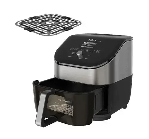 Friteuza cu aer cald fara ulei Instant Vortex Plus 6 Clear Cook+Odor Erase, Ecran digital, Cos detasabil, 6 functii de gatire, Capacitate 5.7 litri, 1700 W (Negru/Argintiu)