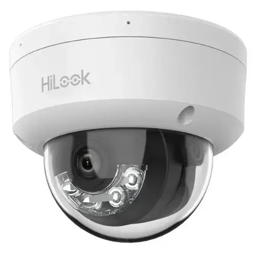 Camera supraveghere IP Dome cu iluminare duala Hikvision Hilook Smart Hybrid Light IPC-D180HA-LU, 8 MP, IR/lumina alba 30 m, 2.8 mm, microfon, PoE