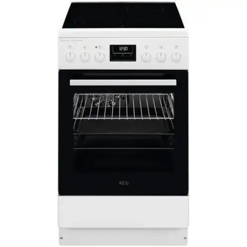 Aragaz AEG CCB56491BW, Vitroceramica, 4 zone de gatit, SteamBake, AirFry, Timer cu display electronic, Grill, Clasa A, 50 cm (Alb)