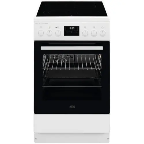 Aragaz AEG CCB56491BW, Vitroceramica, 4 zone de gatit, SteamBake, AirFry, Timer cu display electronic, Grill, Clasa A, 50 cm (Alb)