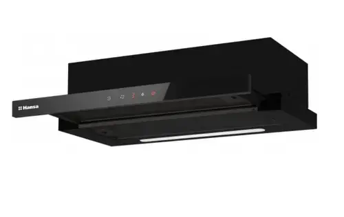 Hota telescopica Hansa, 60 cm, 550 m3/h, 1 motor, 2 filtre aluminiu, 3 trepte, iluminare LED, control touch (Negru)