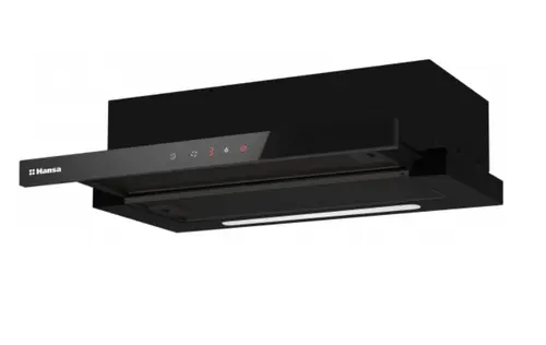 Hota telescopica Hansa, 60 cm, 550 m3/h, 1 motor, 2 filtre aluminiu, 3 trepte, iluminare LED, control touch (Negru)