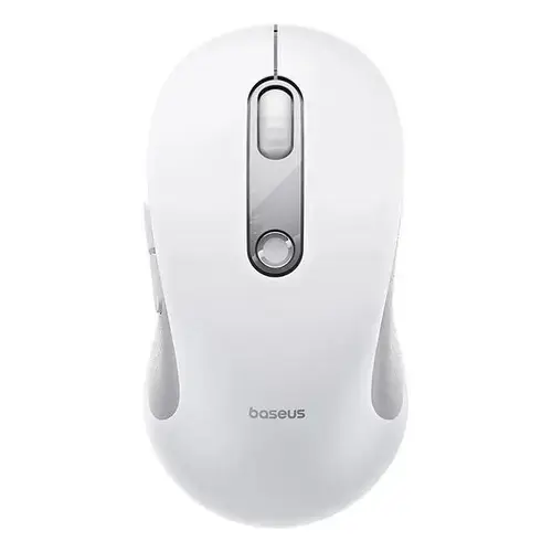 Mouse Baseus F02 PC sau NB wireless B0203302, 2.4Ghz, optic, 800/1200/1600 dpi, click silentios, butoane/scroll 4/1 (Alb)