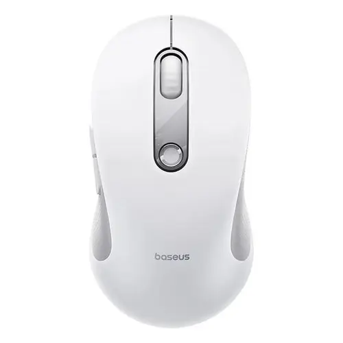 Mouse Baseus F02 PC sau NB wireless B0203302, 2.4Ghz, optic, 800/1200/1600 dpi, click silentios, butoane/scroll 4/1 (Alb)