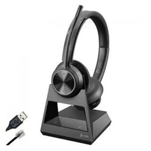 Casti Stereo Call Center DECT Poly SAVI 7320, 1880-1900 MHz, Raza de 180m, Autonomie 13 ore, Microfon (Negru)