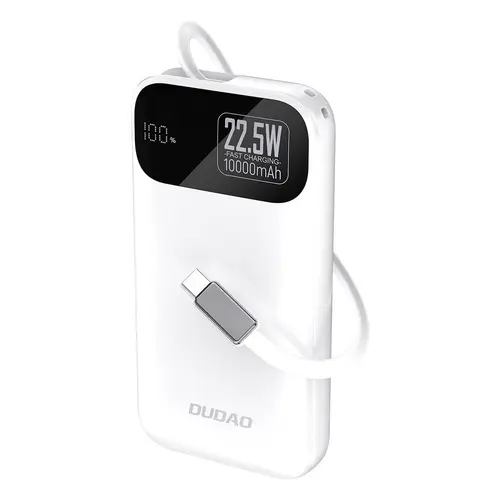 Baterie externa 10000 mAh Dudao K31, 22.5W, USB-C, Display LED, Alb