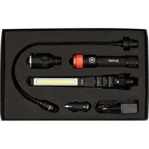Lampa de atelier 3in1, Yato YT-08521, Aluminiu/ABS, Banda LED, 380 lm, 1.5-8.5 h, IP54, Negru