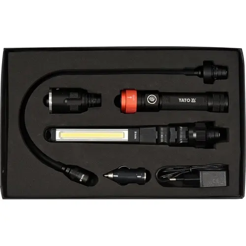 Lampa de atelier 3in1, Yato YT-08521, Aluminiu/ABS, Banda LED, 380 lm, 1.5-8.5 h, IP54, Negru