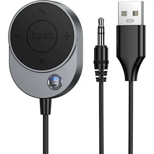 Recepator auto wireless Hoco, Bluetooth 5.4, 3.5mm, 37x51x10mm, Gri