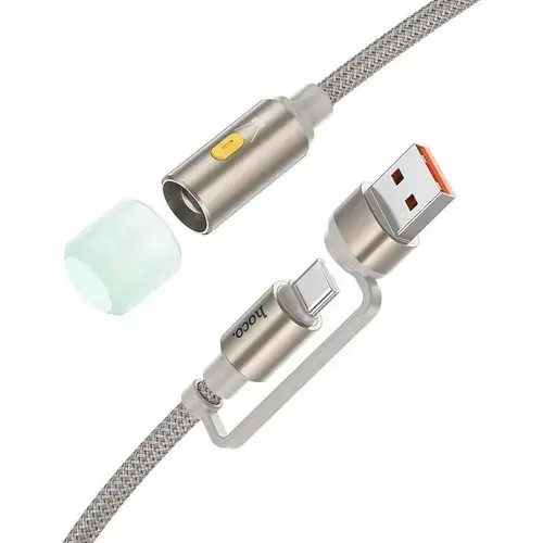 Cablu Hoco UA38C cu LED, USB-A/USB-C, 30cm, aluminiu, Auriu
