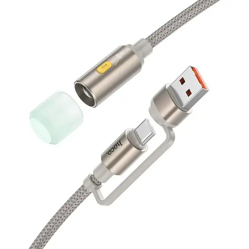 Cablu Hoco UA38C cu LED, USB-A/USB-C, 30cm, aluminiu, Auriu