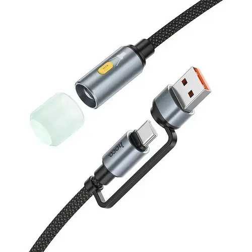 Cablu Hoco UA38C cu LED, USB-A/USB-C, 30cm, Negru