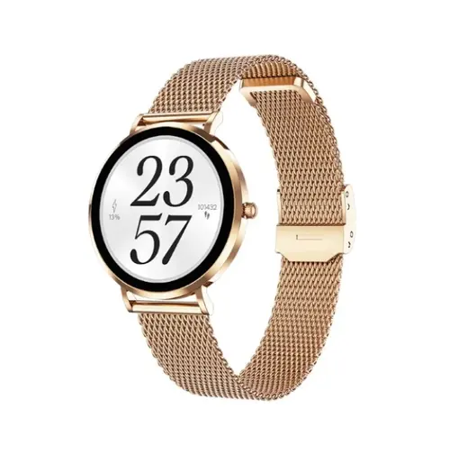 Smartwatch Maxcom FW28 Selenium Mini, Ecran AMOLED 1.19inch, Pedometru, Notificari, Functie apel, Autonomie 7 zile, IP68 (Roz/Auriu)