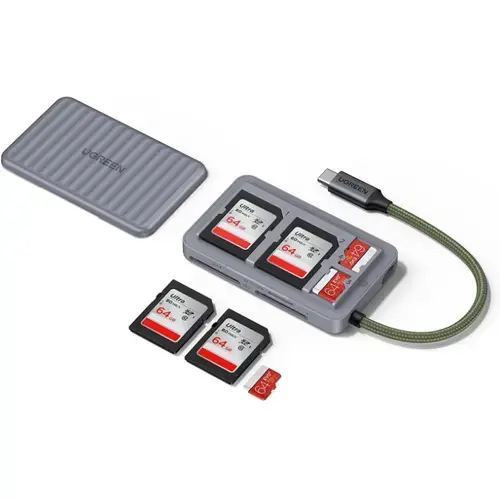 Cititor de carduri USB-C Ugreen CM868, 2xSD 1xTF, 170MB/s (Gri)